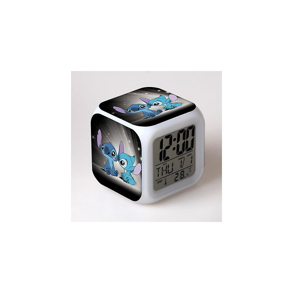 (52, One size) Stitch Anime LED Digital Alarm Clock for Girls - Cute Size, 8cm,3 inch, 7 Colors Change, Temperature, Perfect for Girls Bedroom(13)-image-OPC-PG8BQ95-NEW