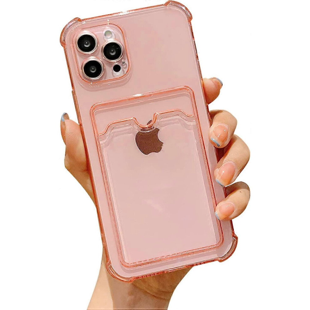 (As Show, One Size) Clear Wallet Phone Case For Iphone 12 Pro Max Upgrade Card Slot Case Slim Fit Protective Soft Tpu Shockproof Cover With Cute Card 5063855036377