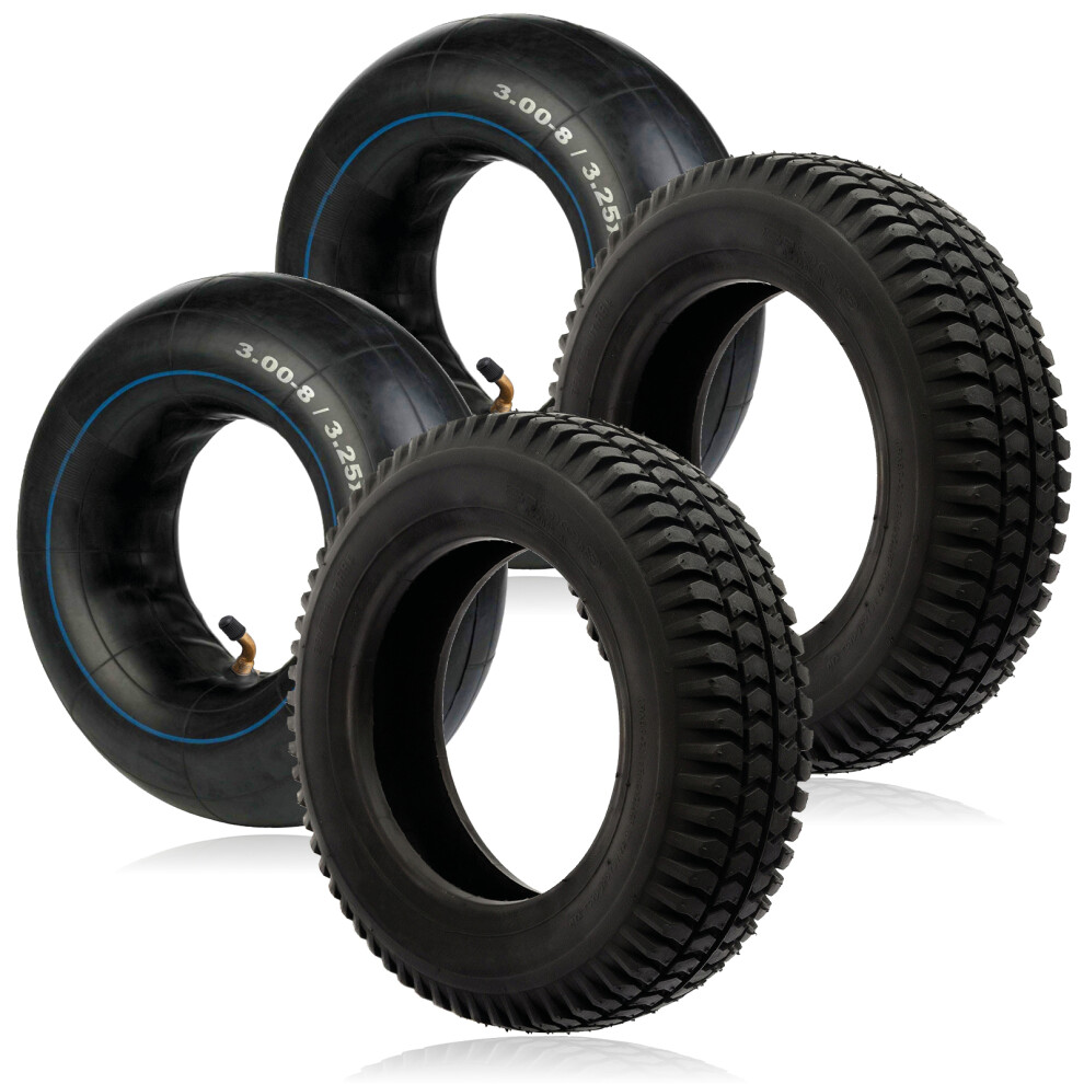 Spares2go Tyre 3.00 X 8 Mobility Scooter For Universal 300X8 X 2 + Inner Tube 8 Inch X 2