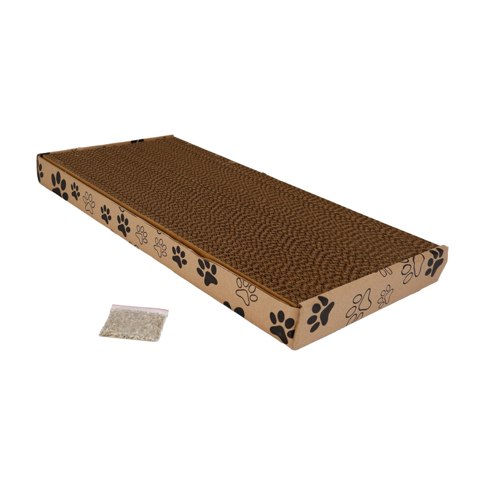 Cat Scratching Board Cardboard Corrugated Scratcher Claw Pad Mat Play + Catnip - Image 2