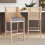 Living And Home (Grey) 2 Pcs Natural Rattan Bar Stools with Backrest 3