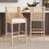 Living And Home (Beige) 2 Pcs Natural Rattan Bar Stools with Backrest 3