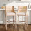 Living And Home (Beige) 2 Pcs Natural Rattan Bar Stools with Backrest 1