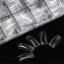 (As show, One size) Clear Nail Tips Fake Nails - French Acrylic Nail Tips Half Cover Square Nail Tips False Artificial Nails Tips 500pcs 10 Sizes with Box.Note:No glue.