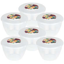 6 x 1 pint 570ml Plastic Pudding Basins and Lids Clear