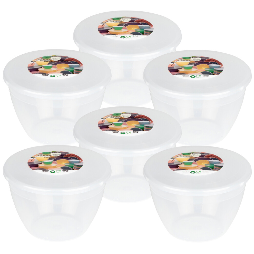 Just Pudding Basins 6 X 1 Pint 570Ml Plastic Pudding Basins And Lids Clear