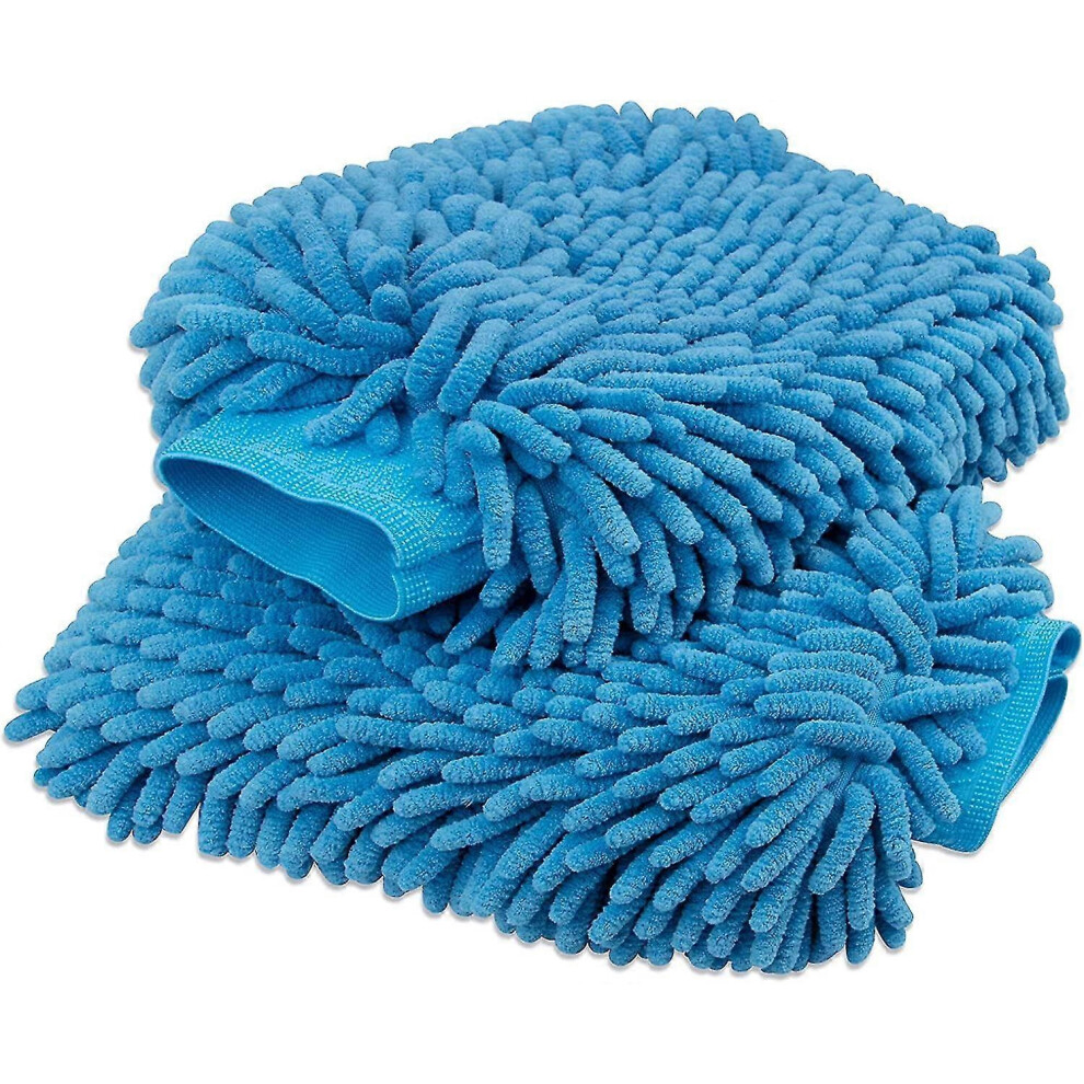 Konhill (As Show, One Size) Car Wash Mitt 2 Pack - Large Size Microfiber Wash Mitt Car Cleaning Mitts Premium Chenille