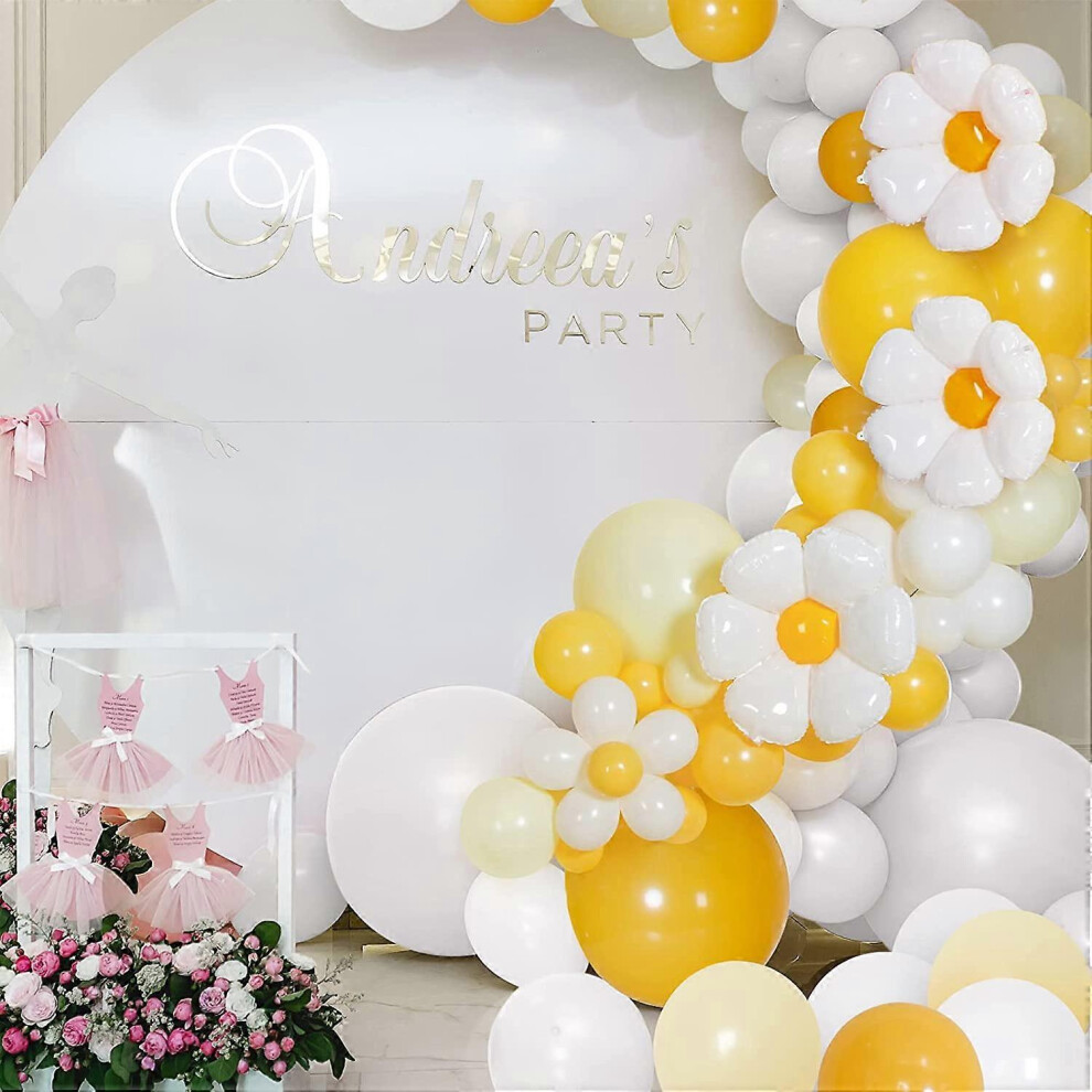 Konhill (As Show, One Size) 8 Pieces Daisy Balloons Large Daisy Foil Mylar Balloons Flower Party Decorations Balloons For Daisy Theme Girls Birthd White