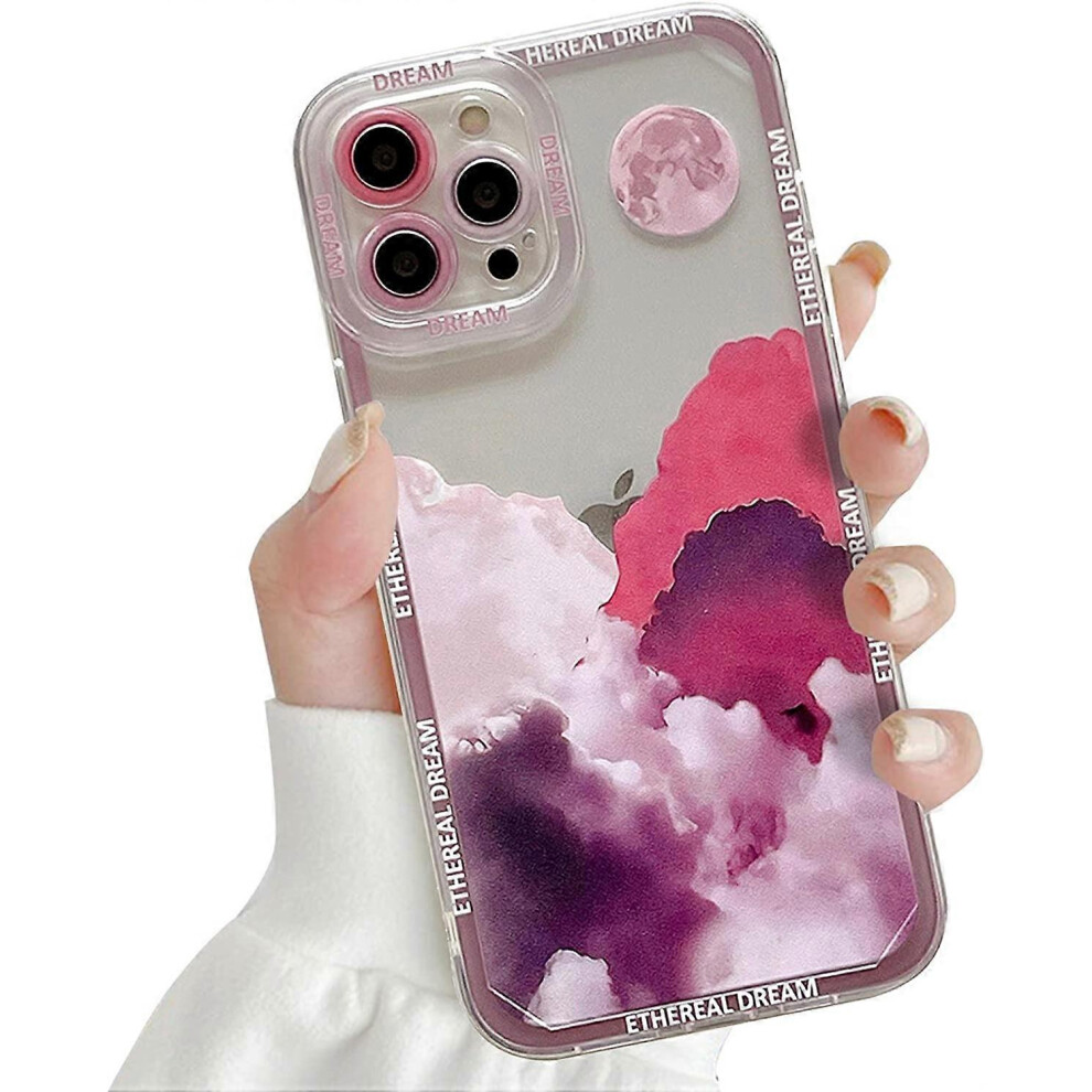 Konhill (As Show, One Size) Liangnv Cloud Cute Case Compatible For Iphone 13 Pro Max Case With Lens Protective Soft Tpu Shockproof Full Moon Phone Case For Ip