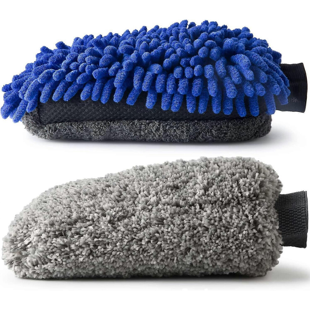 Konhill (As Show, One Size) | 2 Pack | Waterproof Car Wash Mitt, Microfiber Car Wash Mitt, Chenille Mitt