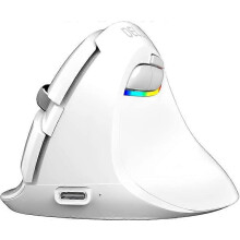 (As show, One size) Other Home Automation Accessory Silent Wireless Vertical Mouse, 2.4GHz and Bluetooth 4.0 Dual Mode Optical Mouse, 2400 DPI and RGB Decor Light Recharg - Refurbished
