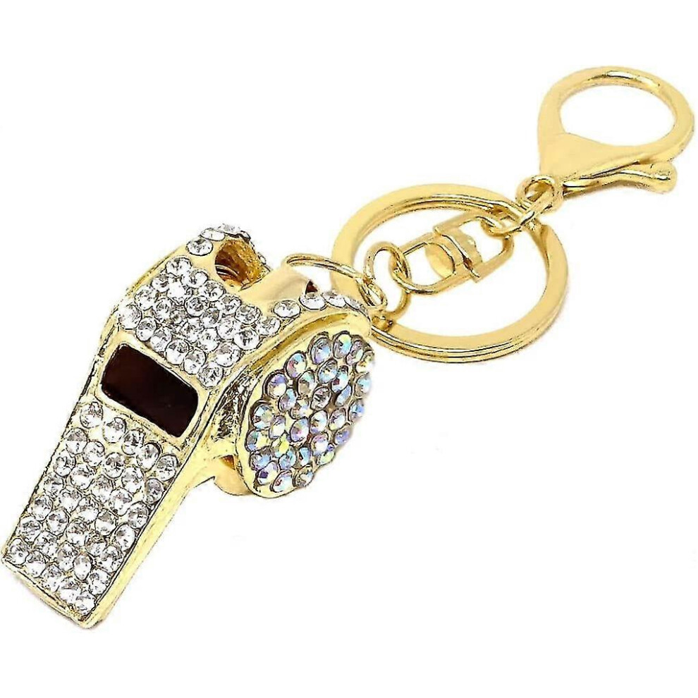 Konhill (As Show, One Size) 1Pcs Rhinestone Whistle Keychain Mini Shining Whistle Keyring Bling Car Charm