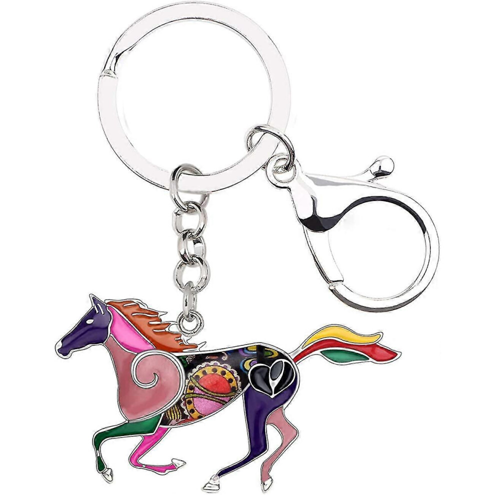 Konhill (As Show, One Size) Alloy Running Horse Keychain Accessories Enamel Jewelry For Women Girls Car