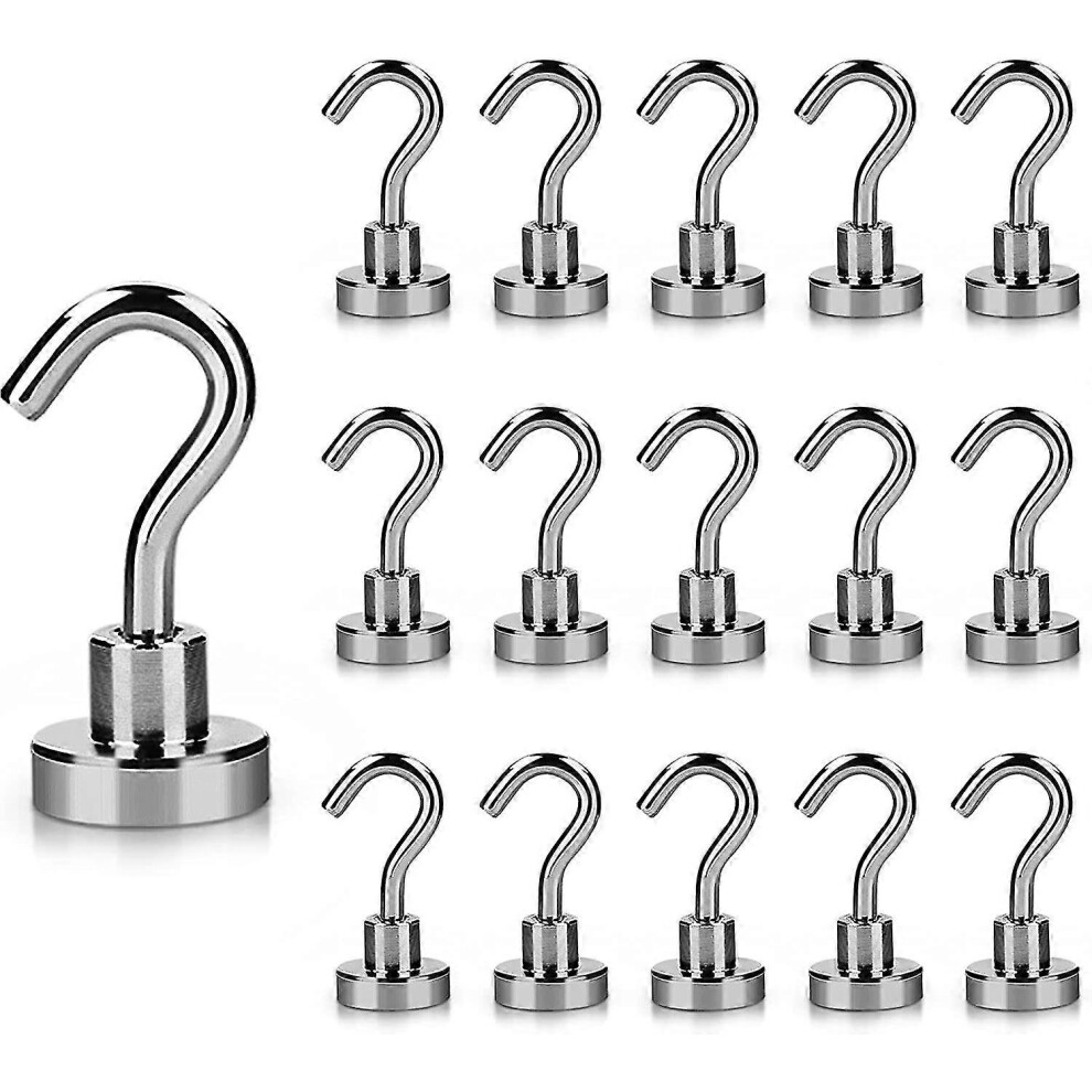 Konhill (As Show, One Size) Magnetic Hooks 16Pcs 18Lbs Magnet Hooks Neodymium Magnets With Hooks For Kitchen Garage Gift