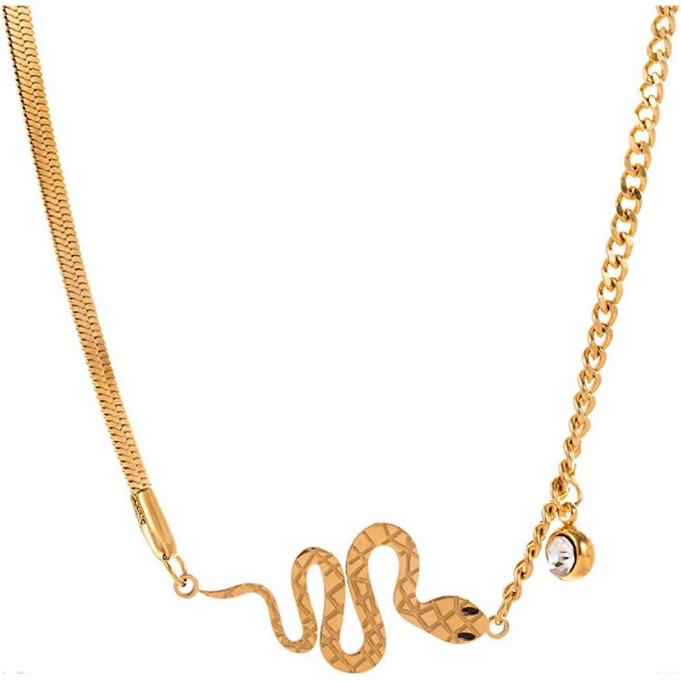 Konhill (As Show, One Size) Snake Necklace For Women, Dainty Snake Pendant Vivid Snake Long Chain Choker Party Vintage Jewelry Gifts For Her Gold