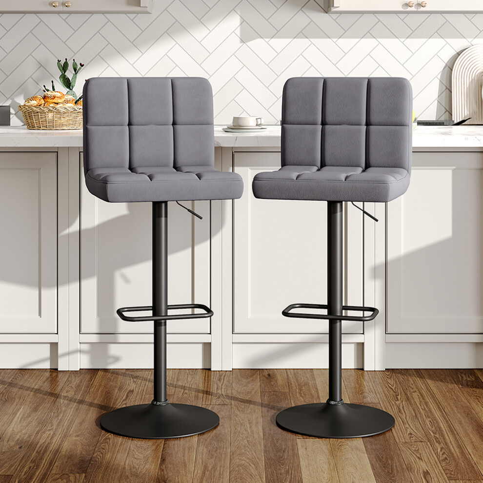 2 Pcs Velvet Upholstery Bar Stools with Low Backrest