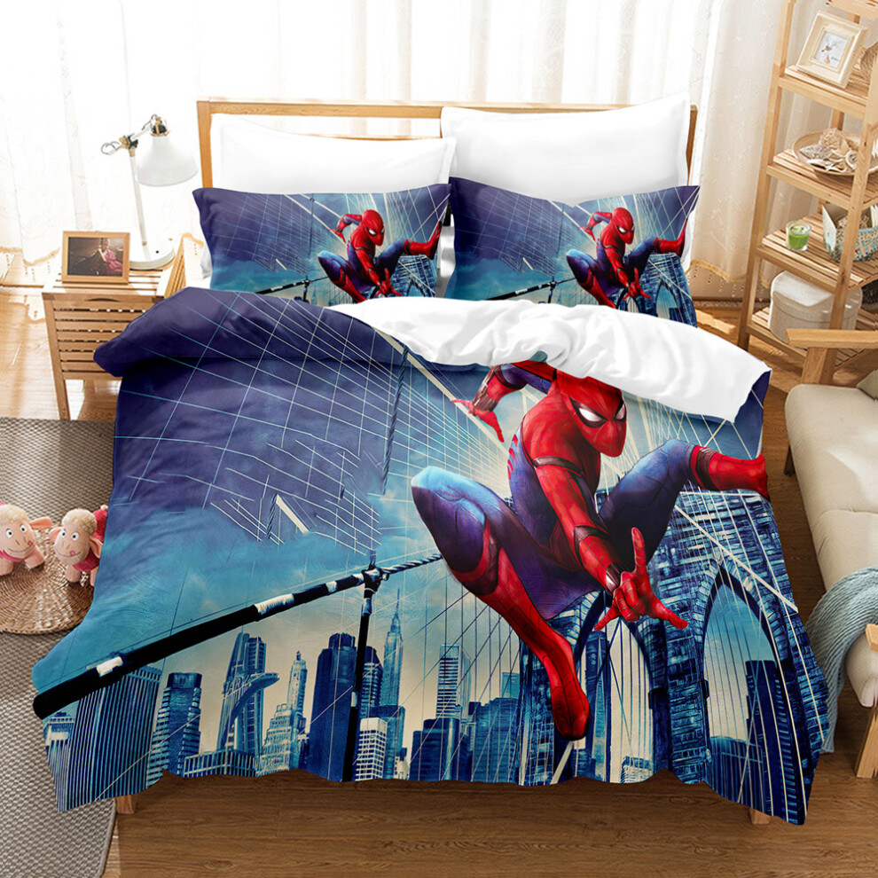 (Pattern C03, Single 135*200cm/2Pcs) Gift For Spider-Man Single Double Kits Duvet Cover Bedding Set