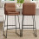 Living And Home (Brown) 2Pcs Modern Faux Leather Breakfast Bar Stools 3