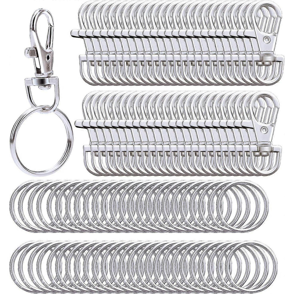 Konhill (As Show, One Size) Metal Swivel Lanyard Snap Hooks And Split Key Rings Chain Hook Keychain