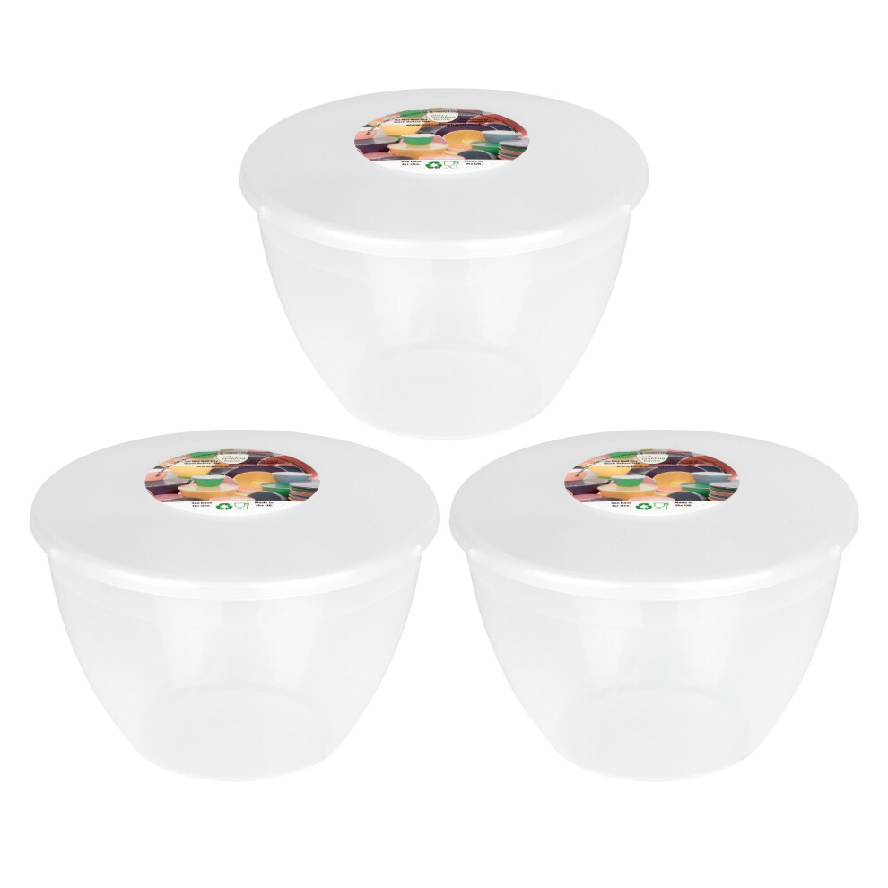 Just Pudding Basins (Clear) 3 X 1.5 Pint Pudding Basins With Lids