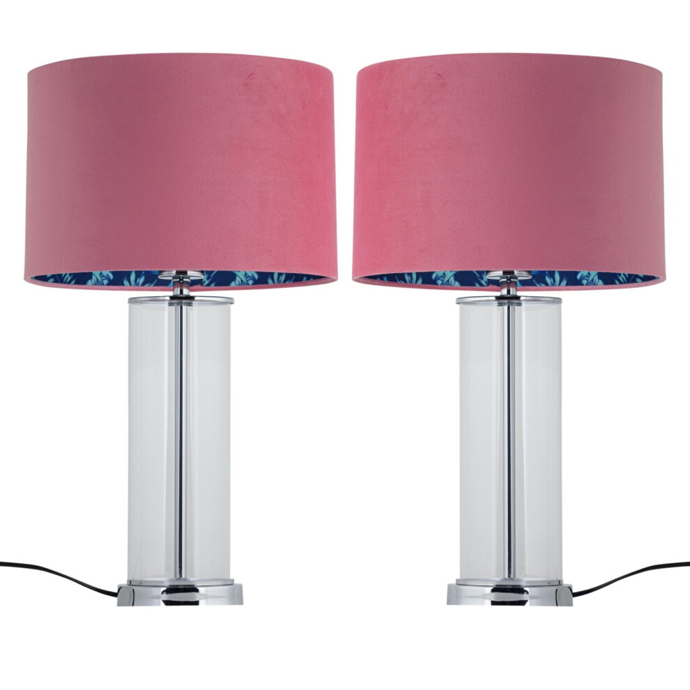 Set of 2 Aura - Chrome Table Lamps with Pink Velvet Flamingo Shades-image-OPC-PG8BVMR-NEW
