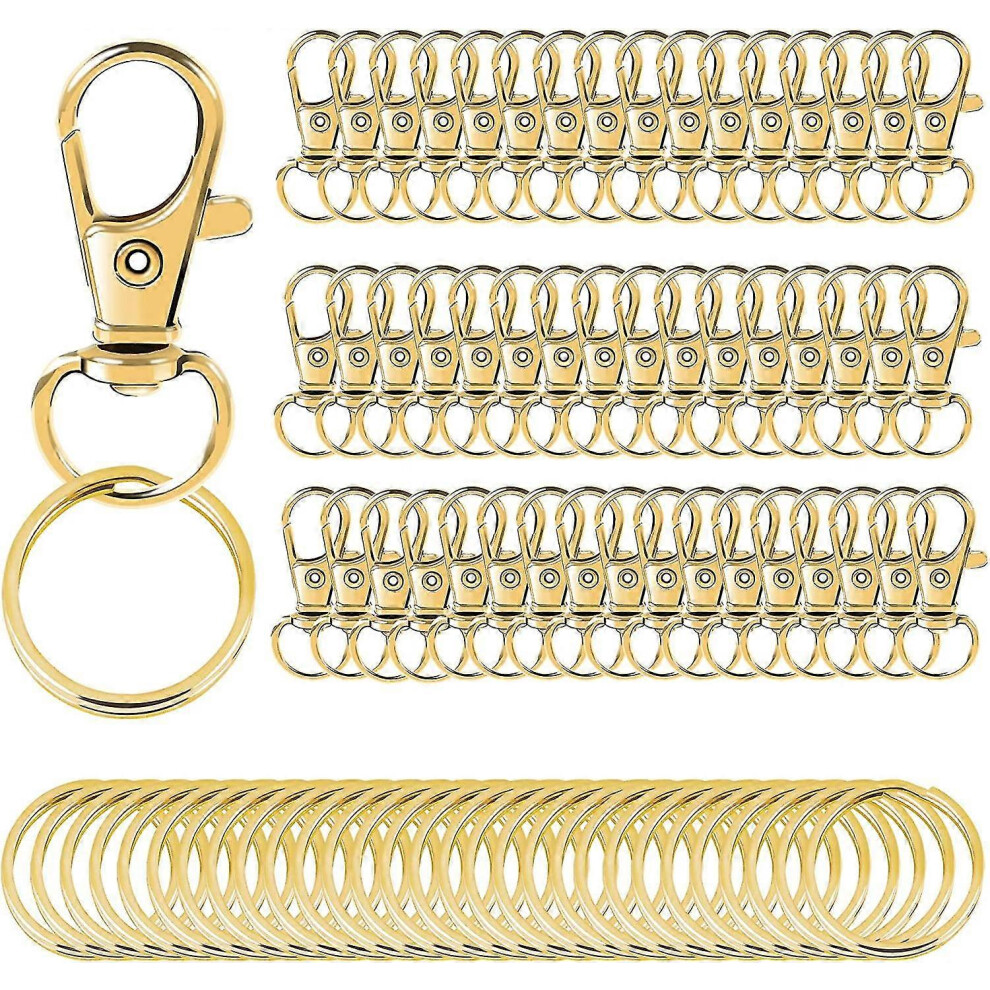 Konhill (As Show, One Size) 100Pcs Lanyard Snap Hooks With Key Rings, Key Chain Clip Hooks Lobster Claw