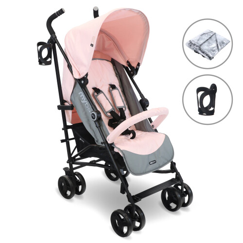 My Babiie My Babiie MB02 Plus Lightweight Stroller - Pink and Grey