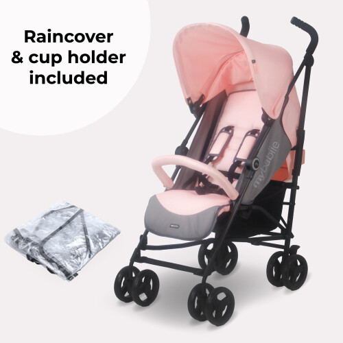 My Babiie My Babiie MB02 Plus Lightweight Stroller - Pink and Grey 2