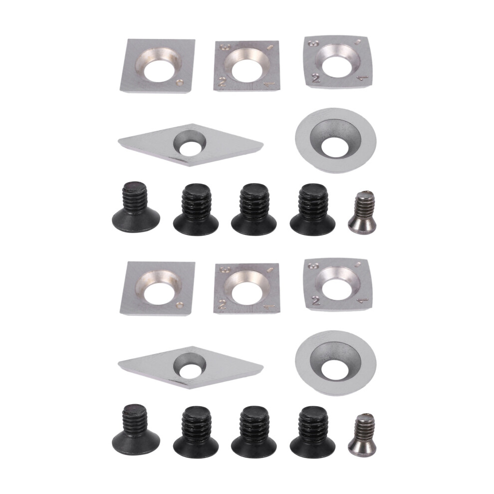 10Pcs Turning Carbide Cutter Inserts Combination Set for Wood Working Lathe Tool with Screw