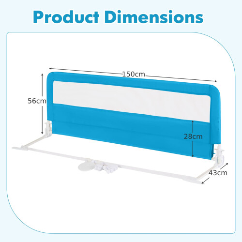 Costway Toddlers Bed Rail Guard 150CM Foldable Baby Bed Rail-Blue 1