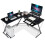 Costway L-Shaped Computer Desk Home Office Corner Workstation w/ Movable Host Stand 1