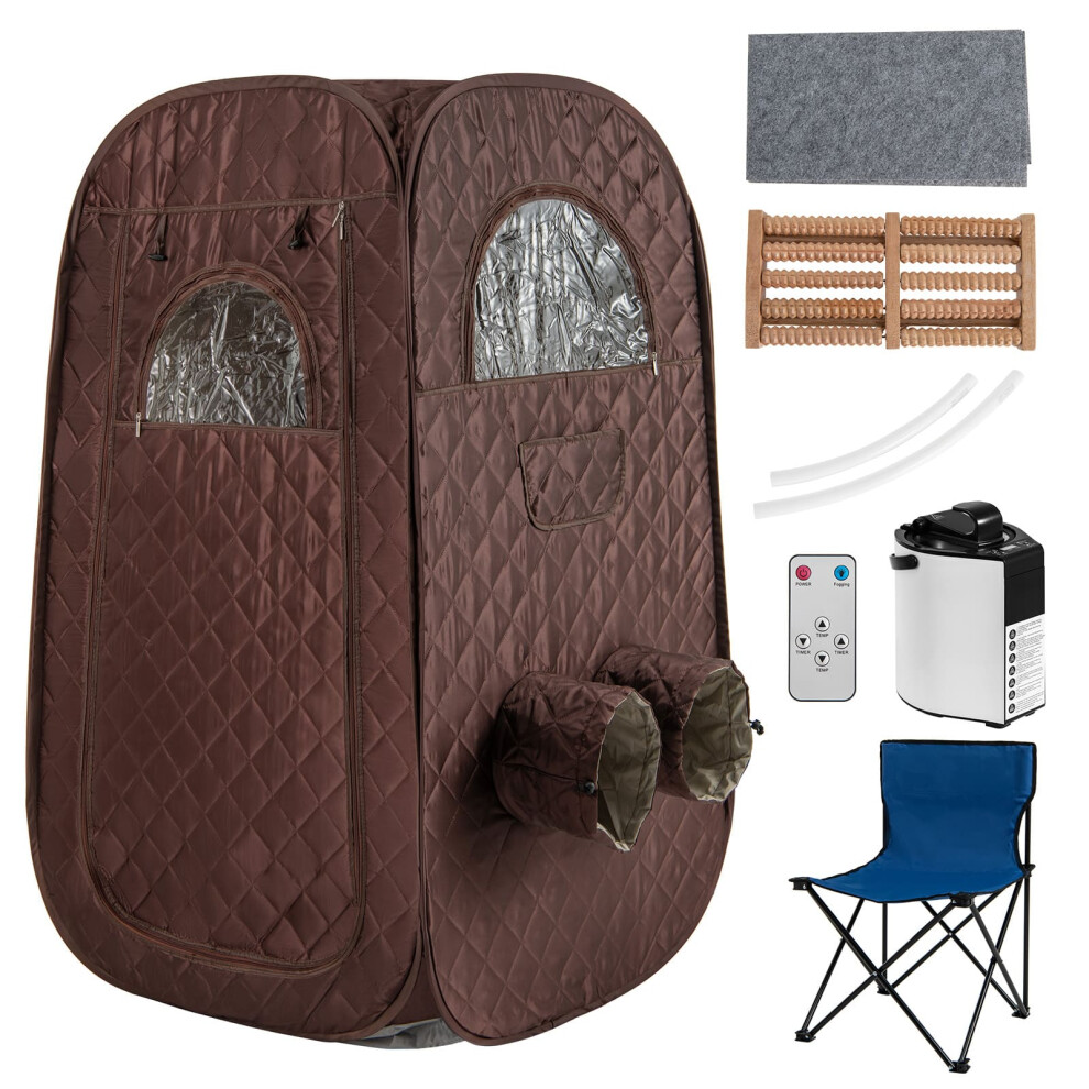 Portable Steam Sauna Tent 1 or 2 People Sauna Tent Foldable Chair-Coffee