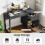 Casart Modern Computer Desk Wooden Laptop Table Workstation W/ Storage-Black 8