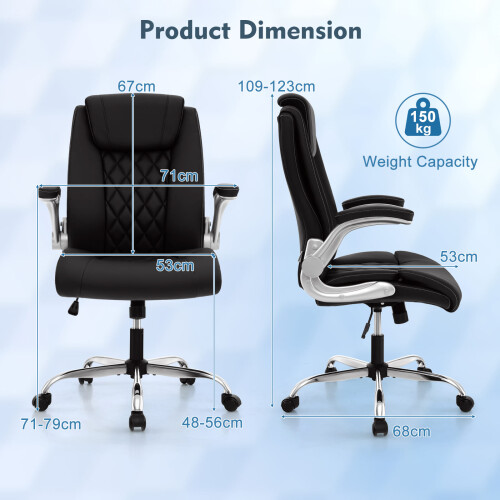 Casart PU Leather Office Chair Height Adjustable Executive Chair-Black 1