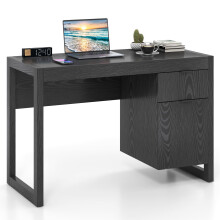 Modern Computer Desk Wooden Laptop Table Workstation W/ Storage-Black
