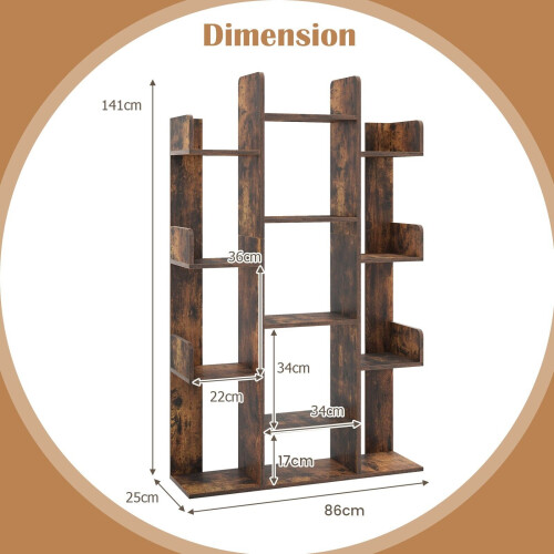 Casart Tree Bookshelf Display Cube Shelf Corner Books Storage Organizer 1