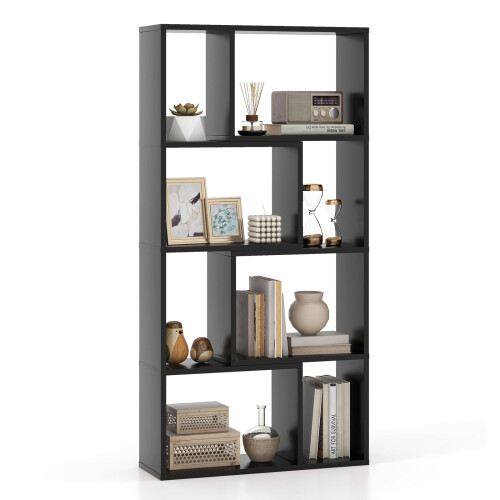 Casart 5-Tier Geometric Bookshelf 120 CM High Bookcase Storage Organizer Black