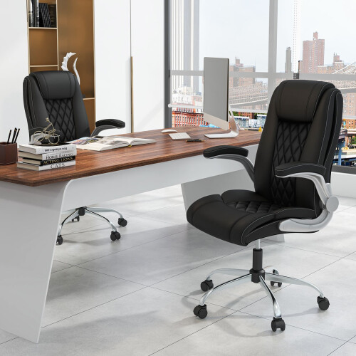 Casart PU Leather Office Chair Height Adjustable Executive Chair-Black 2