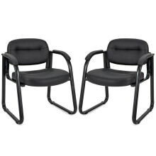 Set of  2 Meeting Office Chairs Leather Reception Chairs Guest Chairs Home