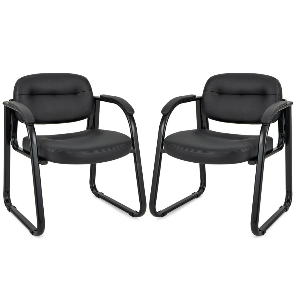 Set of  2 Meeting Office Chairs Leather Reception Chairs Guest Chairs Home