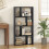 Casart 5-Tier Geometric Bookshelf 120 CM High Bookcase Storage Organizer Black 5