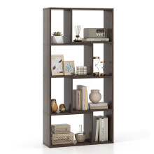 5-Tier Geometric Bookshelf 120 CM High Bookcase Storage Organizer Grey