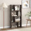 Casart 5-Tier Geometric Bookshelf 120 CM High Bookcase Storage Organizer Grey 4