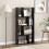 Casart 5-Tier Geometric Bookshelf 120 CM High Bookcase Storage Organizer Black 3