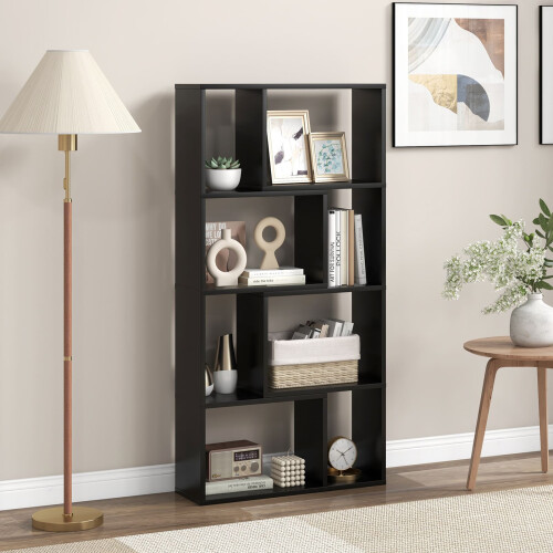 Casart 5-Tier Geometric Bookshelf 120 CM High Bookcase Storage Organizer Black 2