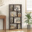 Casart 5-Tier Geometric Bookshelf 120 CM High Bookcase Storage Organizer Grey 3