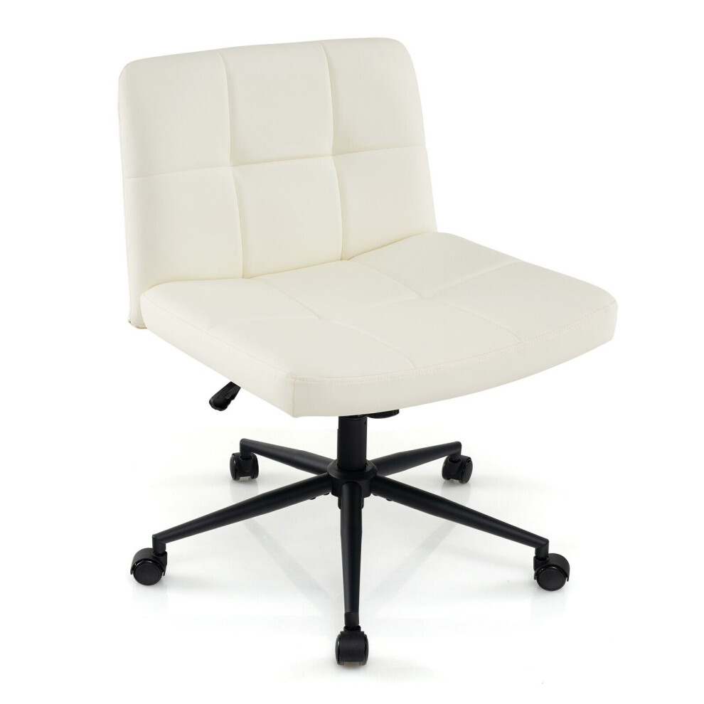 Criss Cross Chair PU Leather Upholstered Cross-legged Office Chair