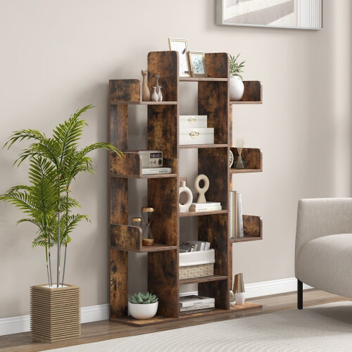 Casart Tree Bookshelf Display Cube Shelf Corner Books Storage Organizer White 2