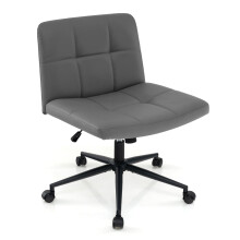 Criss Cross Chair PU Leather Upholstered Cross-legged Chair-Grey