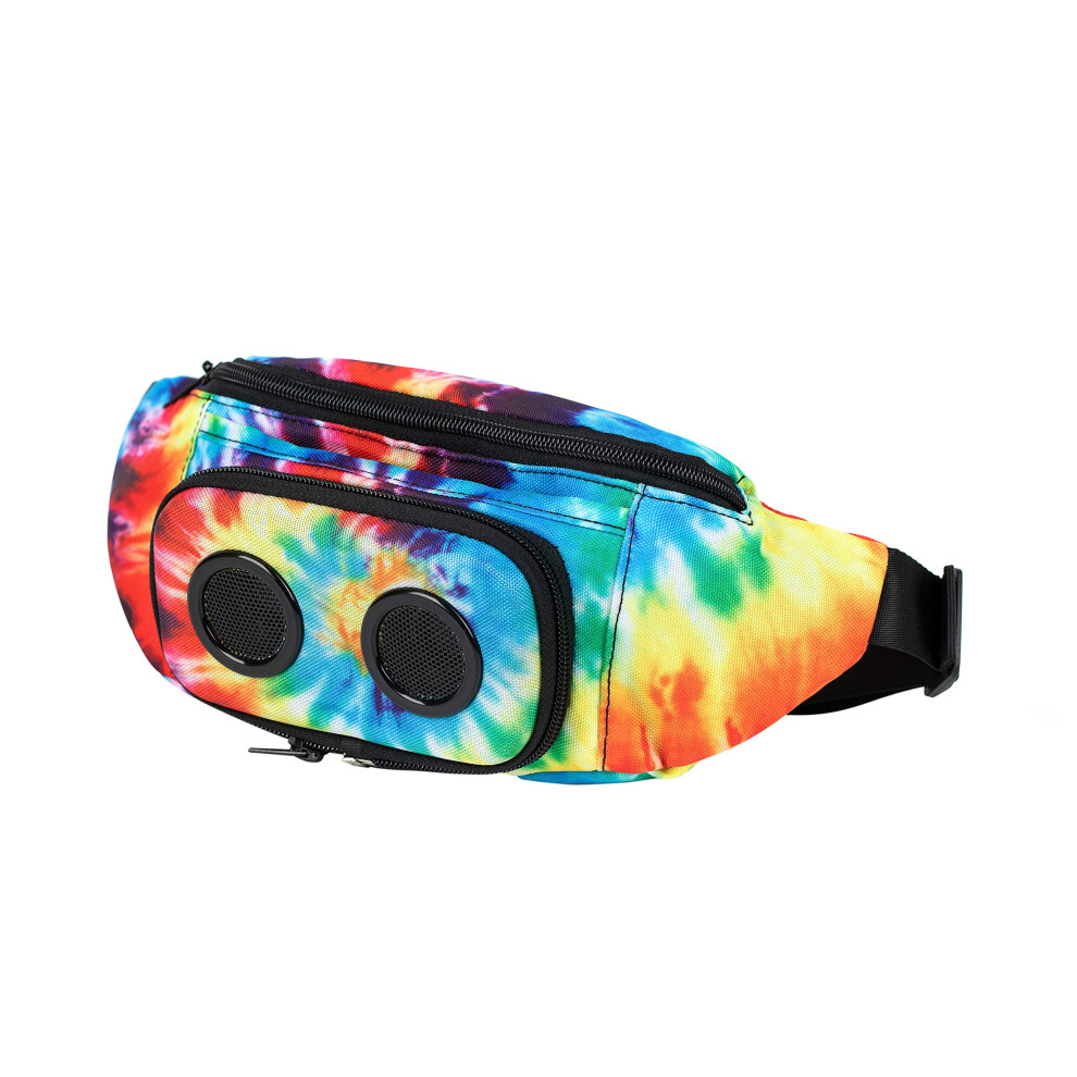 Fannypack with Speakers. Bluetooth Fanny Pack for Parties/Festivals/Raves/Beach/Boats. Rechargeable, Works with iPhone & Android. (Tie Dye, 2021